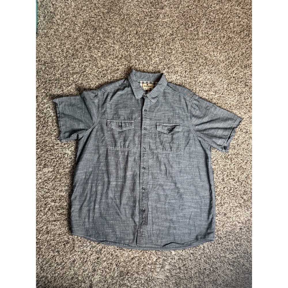 Woolrich Men Gray Short Sleeve Button Up Shirt Size XL
